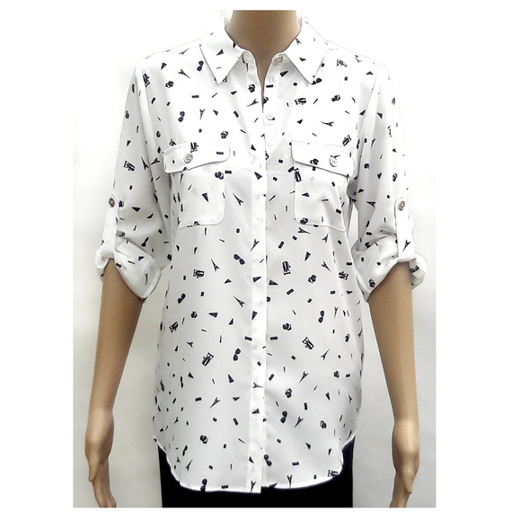 Karl Lagerfeld Polyester Black and White Blouse - Picture 1 of 5
